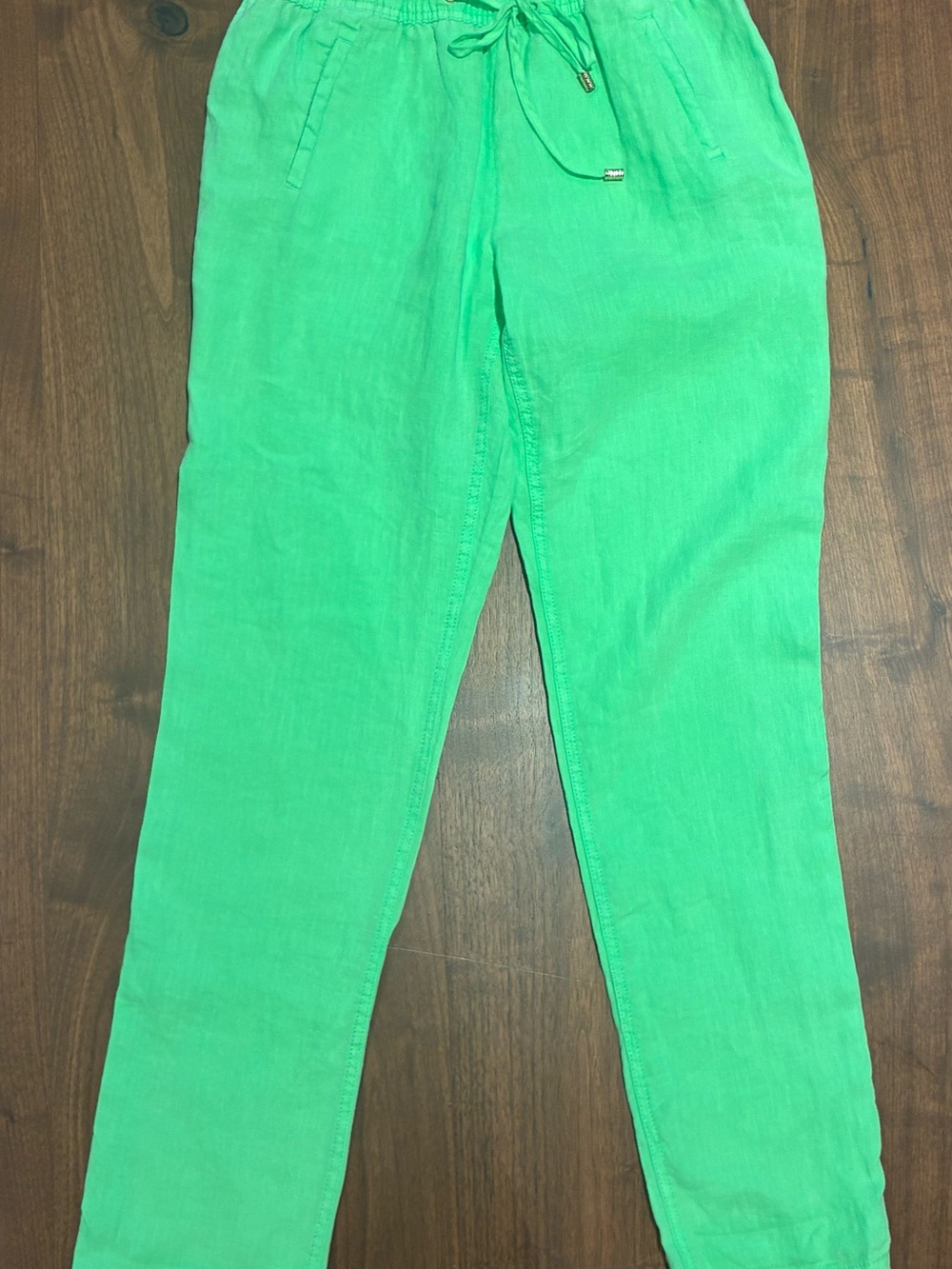 New Lilly Pulitzer Bright Green Drawstring Linen Pants